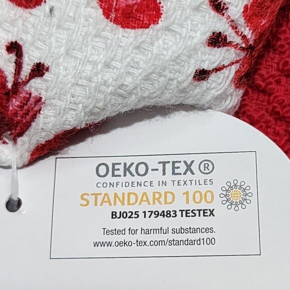 Colordrift Shabby Chic Cotton Kitchen Towel Set 3pc Red and White 18x28in - Picture 6 of 10